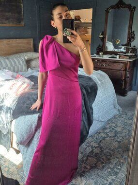 Fuschia/Magenta One Shoulder Formal Dress Fits 4/6